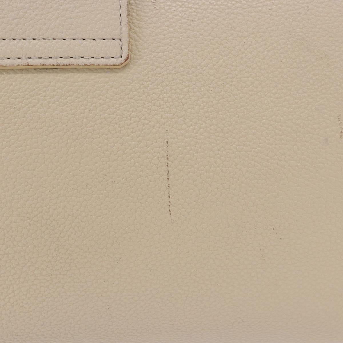 SAINT LAURENT Shoulder Bag Leather White Gold Auth BA15275