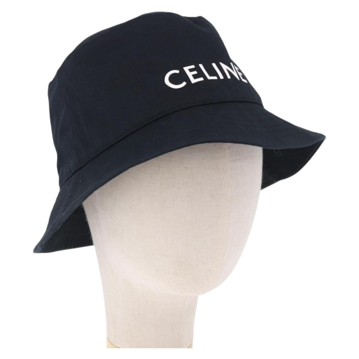 CELINE Bucket Hat Cotton M Black Auth BA15276M
