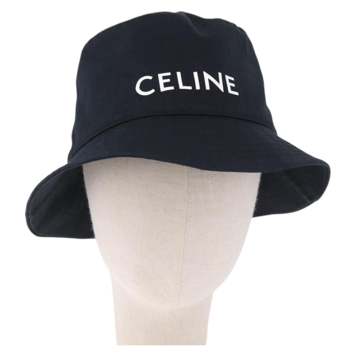 CELINE Bucket Hat Cotton M Black Auth BA15276M