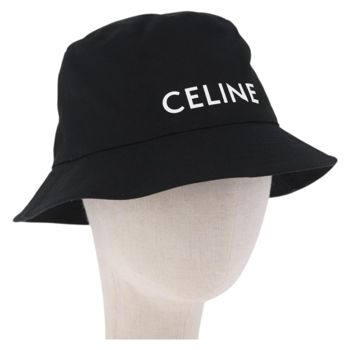 CELINE Bucket Hat Cotton M Black Auth BA15277M