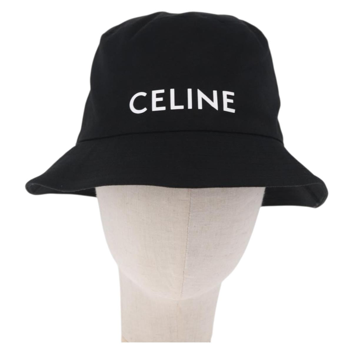 CELINE Bucket Hat Cotton M Black Auth BA15277M