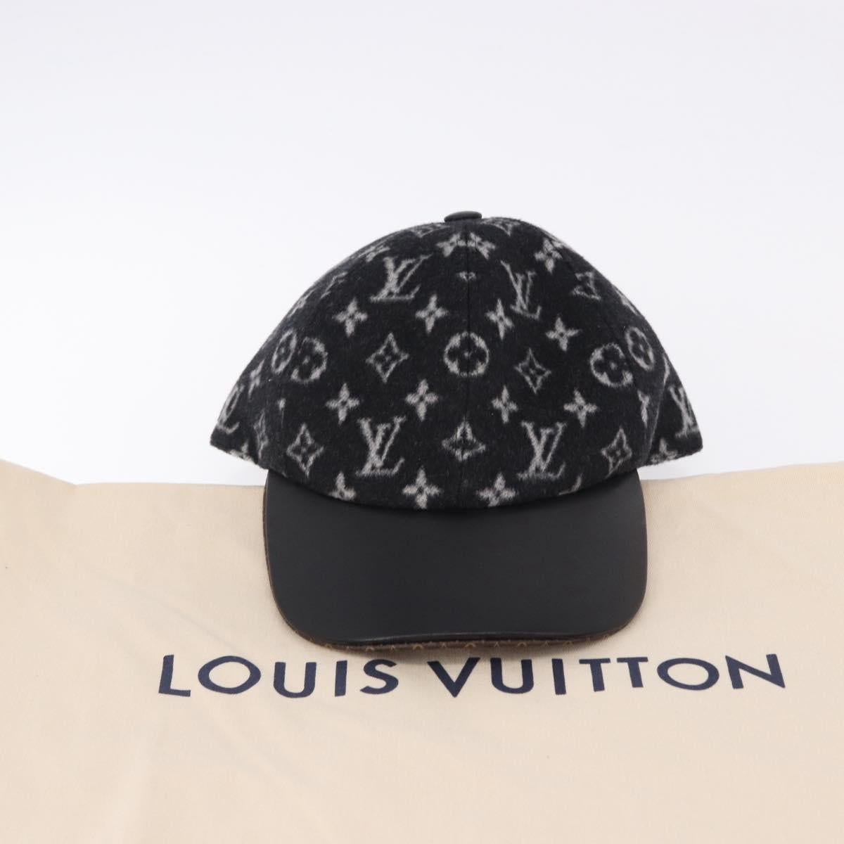 LOUIS VUITTON Monogram Carry on Hat Wool M Black M76712 LV Auth BA15278M