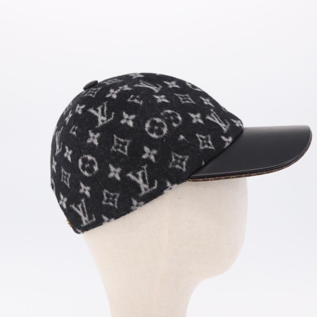 LOUIS VUITTON Monogram Carry on Hat Wool M Black M76712 LV Auth BA15278M