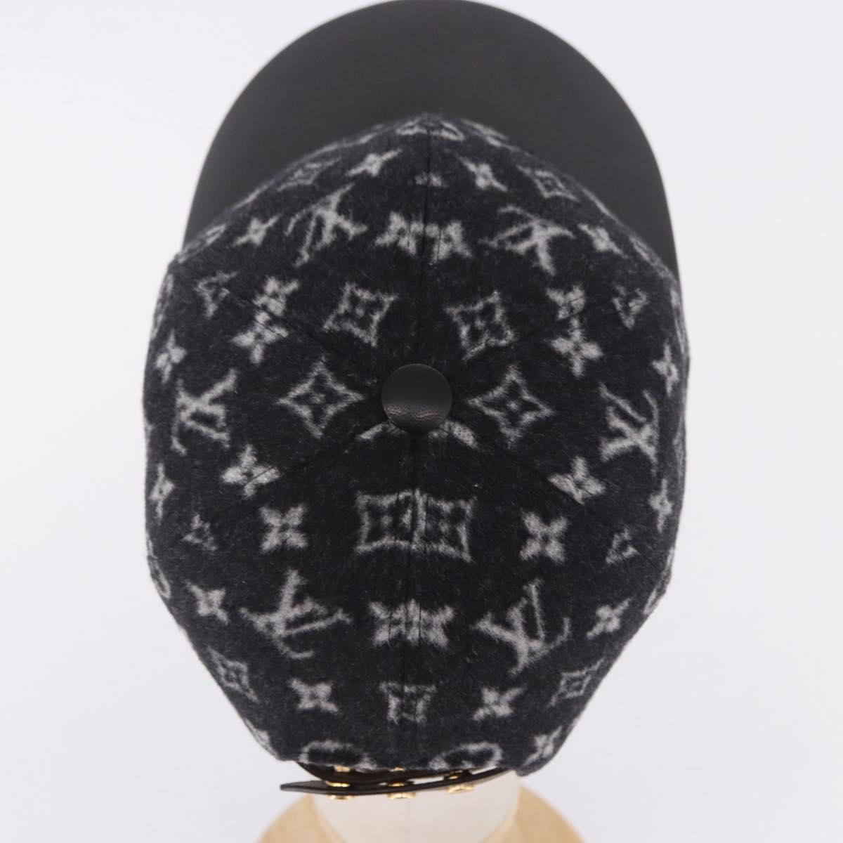 LOUIS VUITTON Monogram Carry on Hat Wool M Black M76712 LV Auth BA15278M