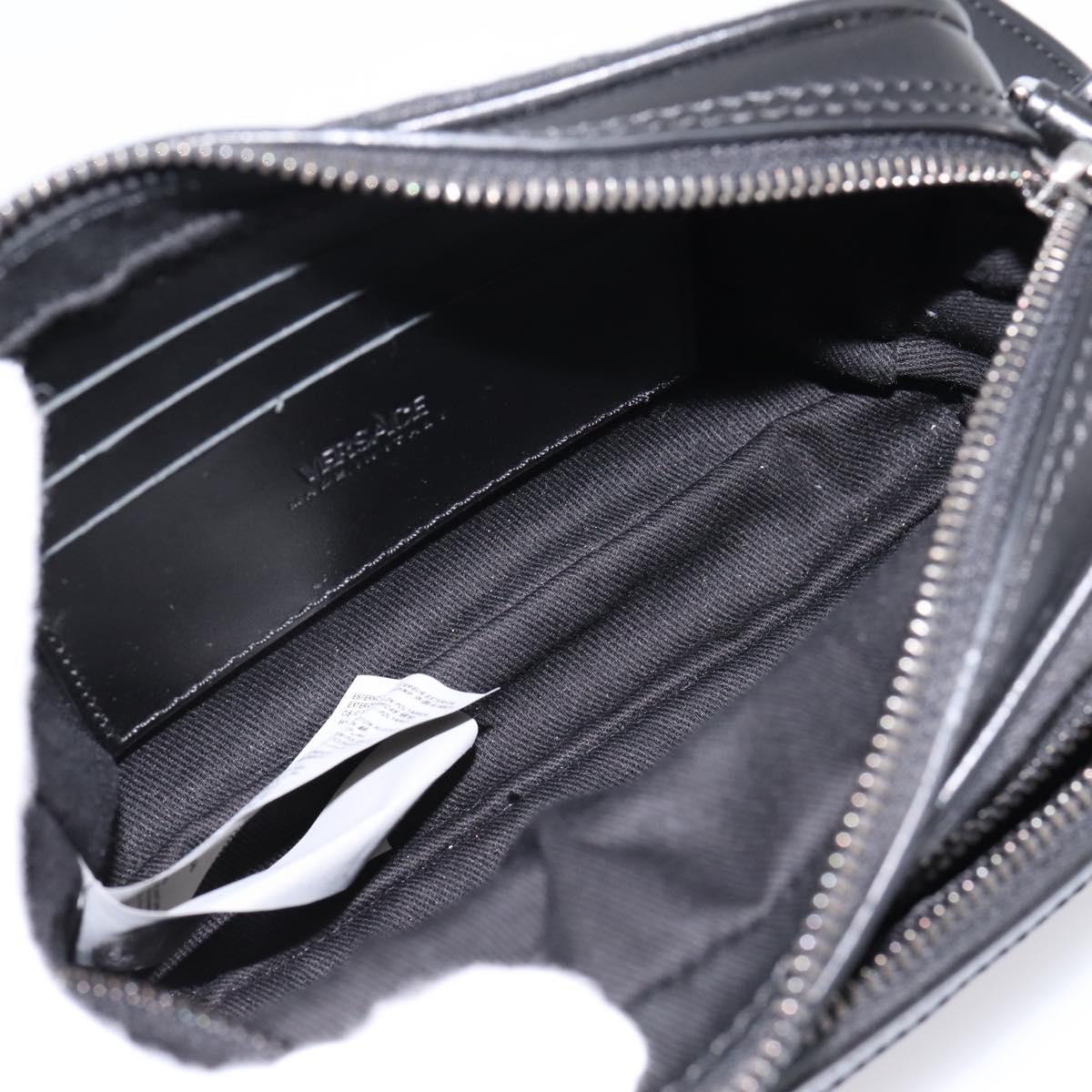 VERSACE Jacquard Shoulder Bag Canvas Black Silver Auth BA15281V
