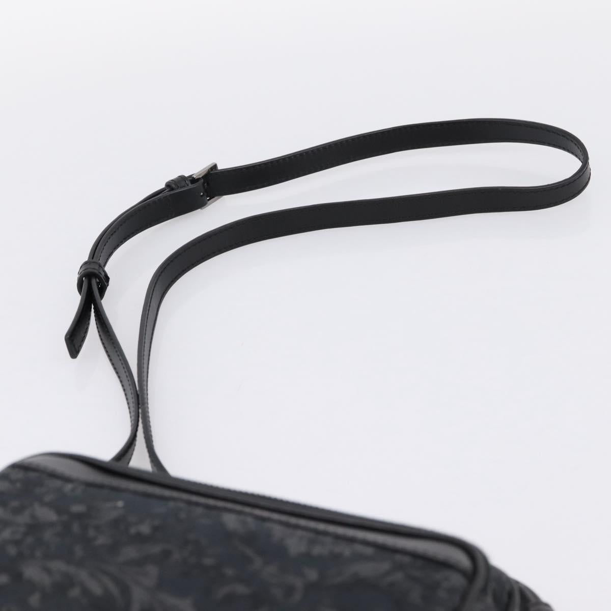 VERSACE Jacquard Shoulder Bag Canvas Black Silver Auth BA15281V