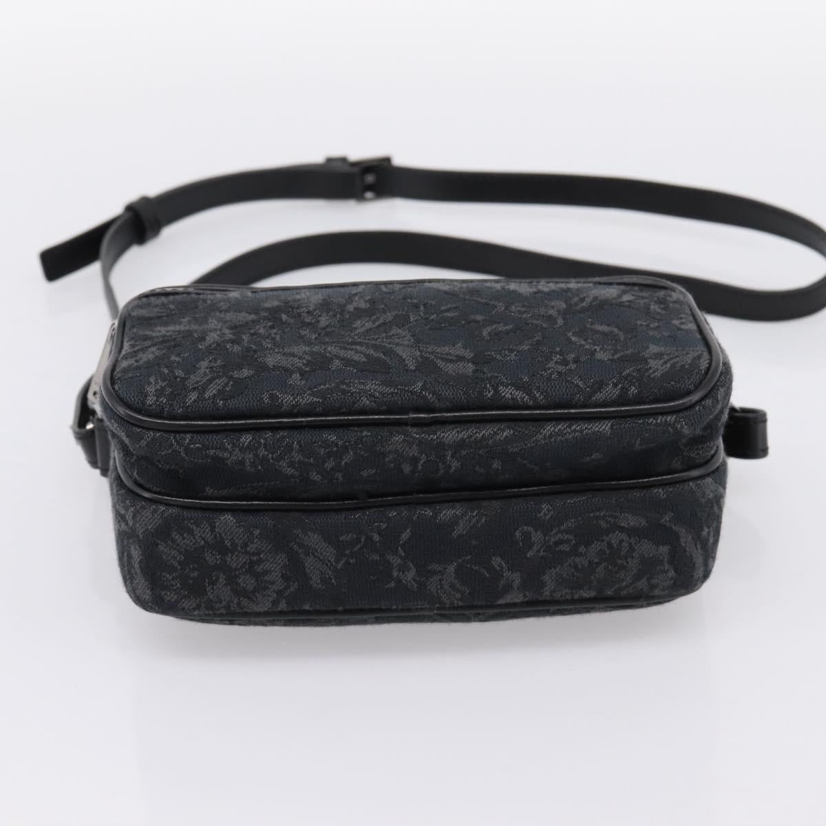 VERSACE Jacquard Shoulder Bag Canvas Black Silver Auth BA15281V