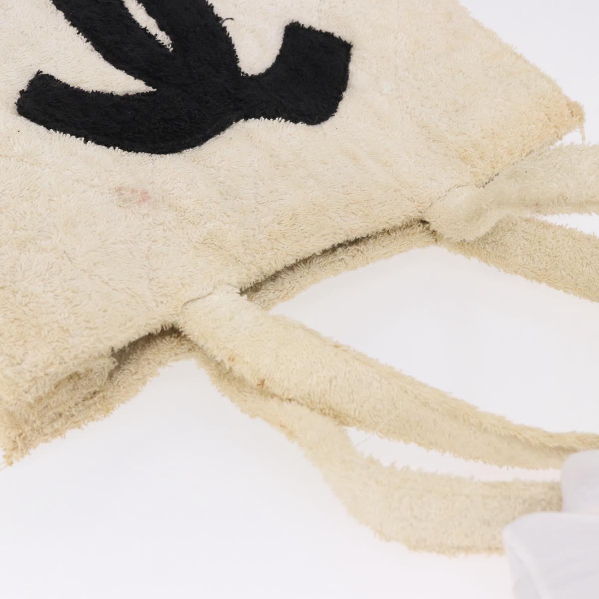 CHANEL COCO Mark Tote Bag Pile White Black CC Auth BA15283