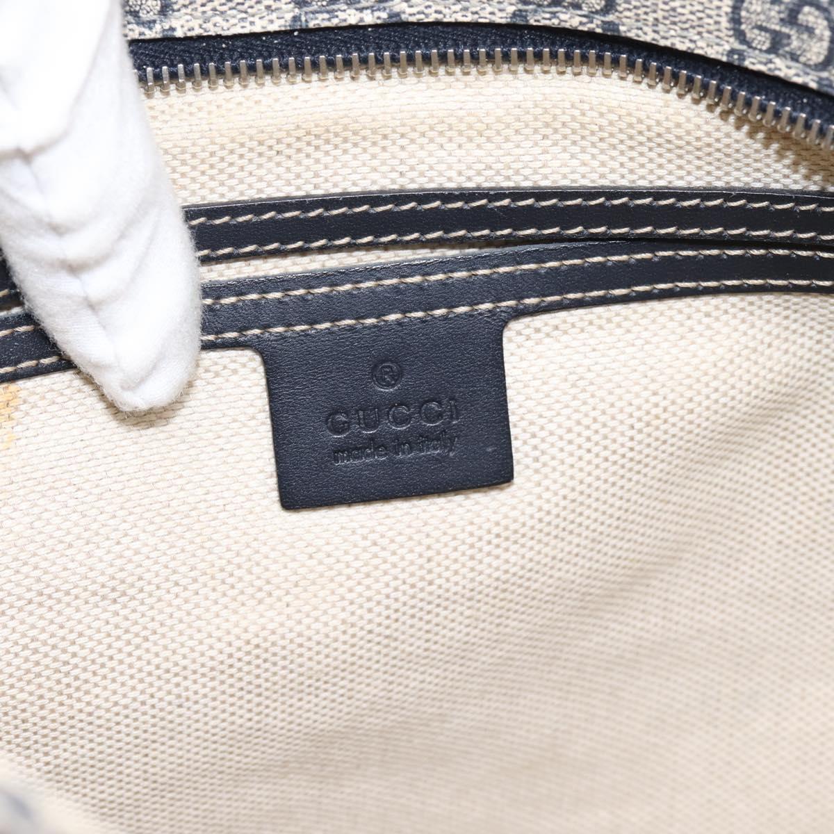 GUCCI GG Supreme Shoulder Bag PVC Leather Navy Silver 201446 Auth BA15286