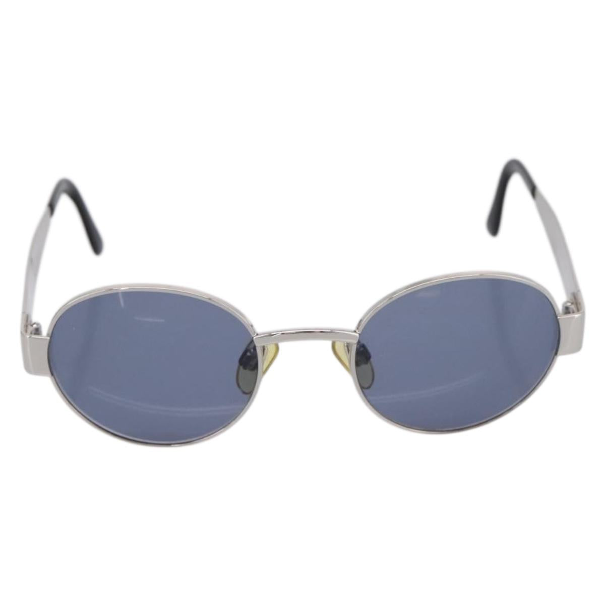 CHANEL Sunglasses Metal Silver Black CC Auth BA15289V