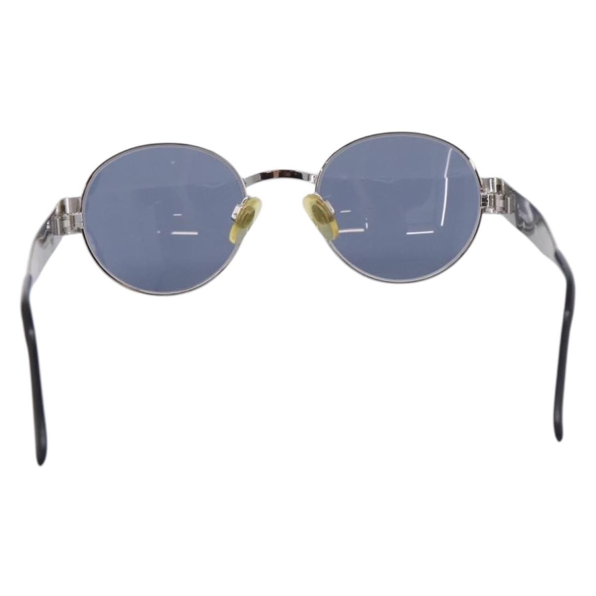 CHANEL Sunglasses Metal Silver Black CC Auth BA15289V