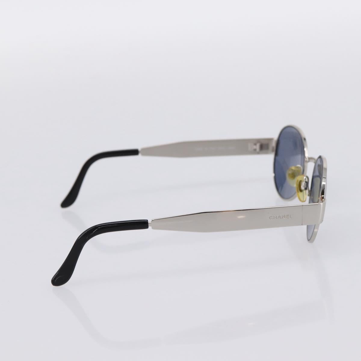 CHANEL Sunglasses Metal Silver Black CC Auth BA15289V