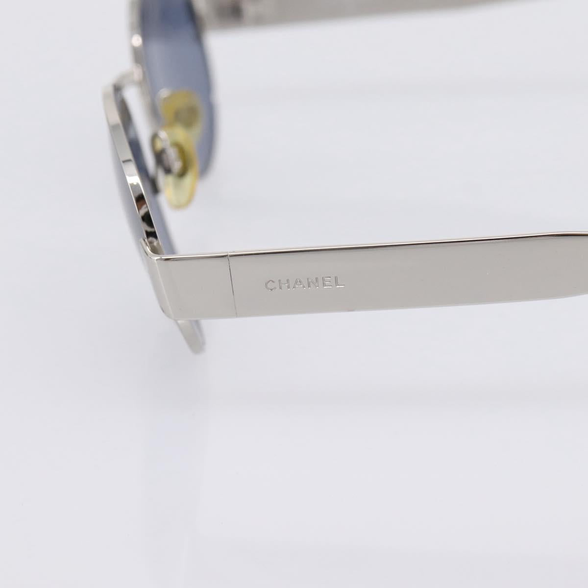 CHANEL Sunglasses Metal Silver Black CC Auth BA15289V