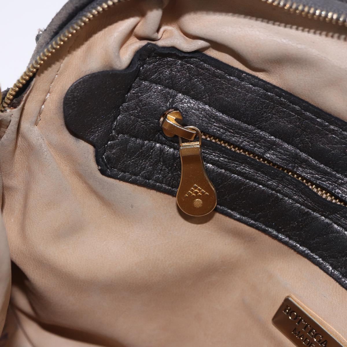BOTTEGA VENETA INTRECCIATO Shoulder Bag Leather Silver Gold Tone Auth BA15290
