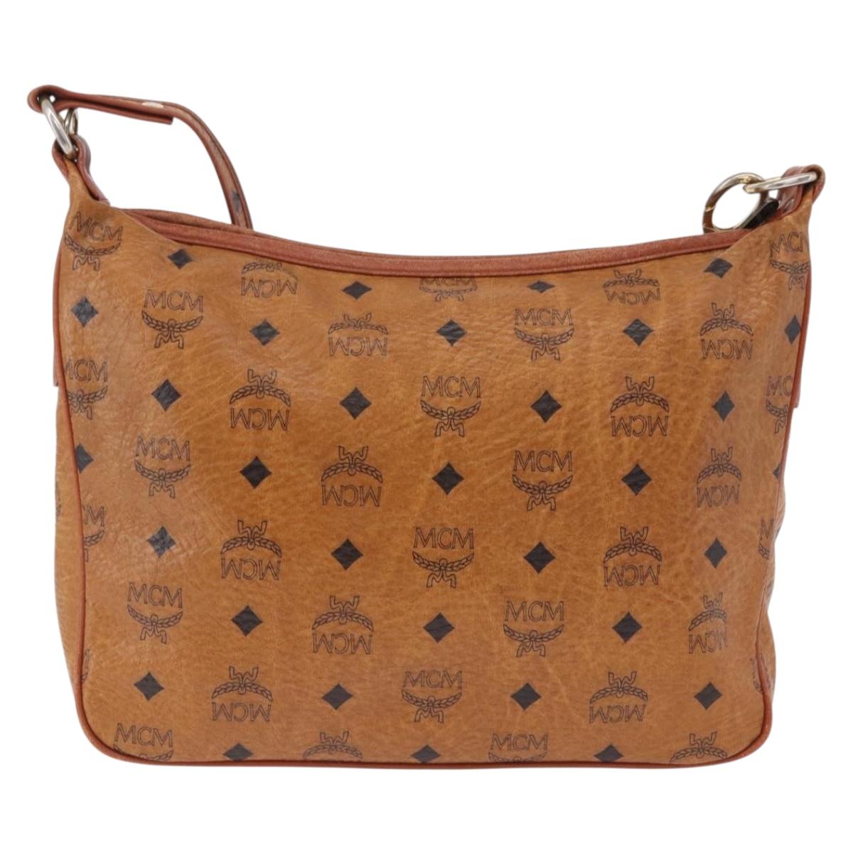 MCM Vicetos Shoulder Bag PVC Leather Brown Gold Tone Auth BA15292