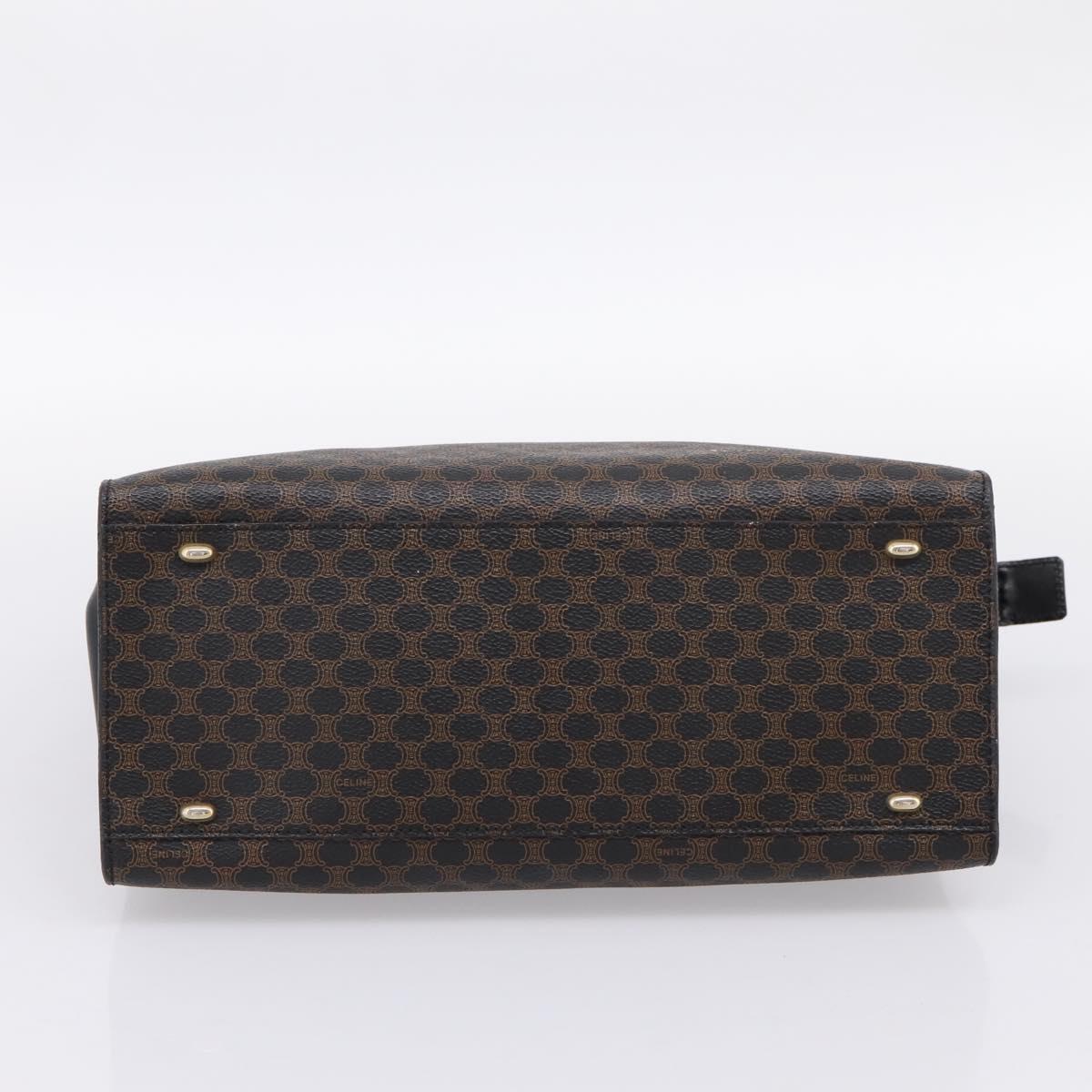 CELINE Macadam Hand Bag PVC Leather Black Gold Tone Auth BA15296