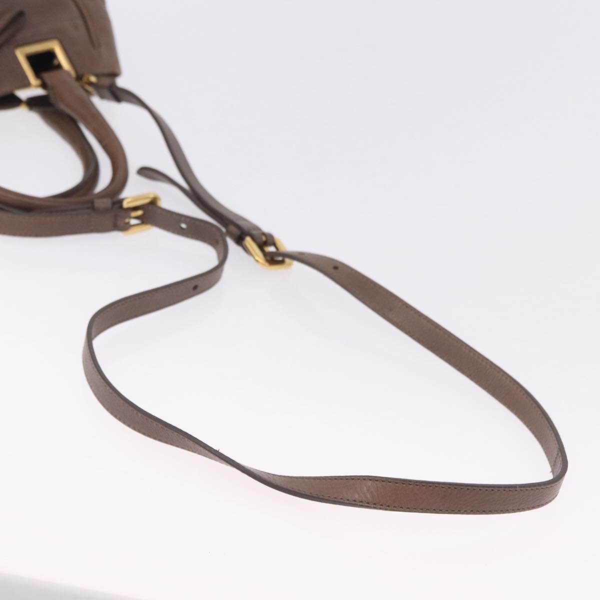 PRADA Hand Bag Leather 2way Brown Gold Tone Auth BA15297