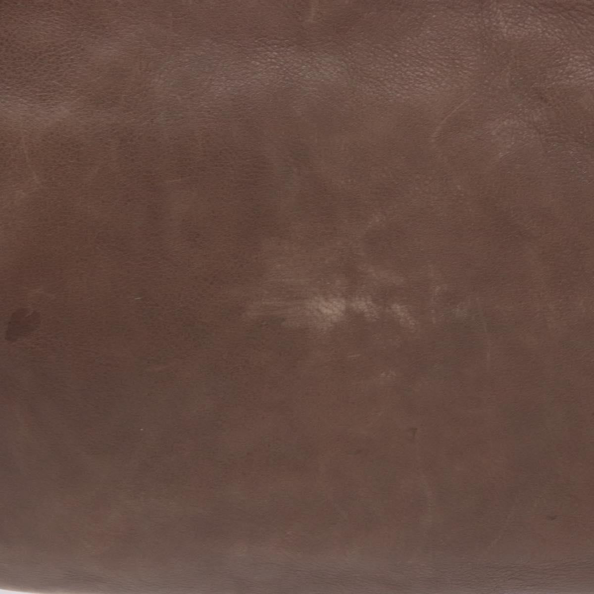 PRADA Hand Bag Leather 2way Brown Gold Tone Auth BA15297