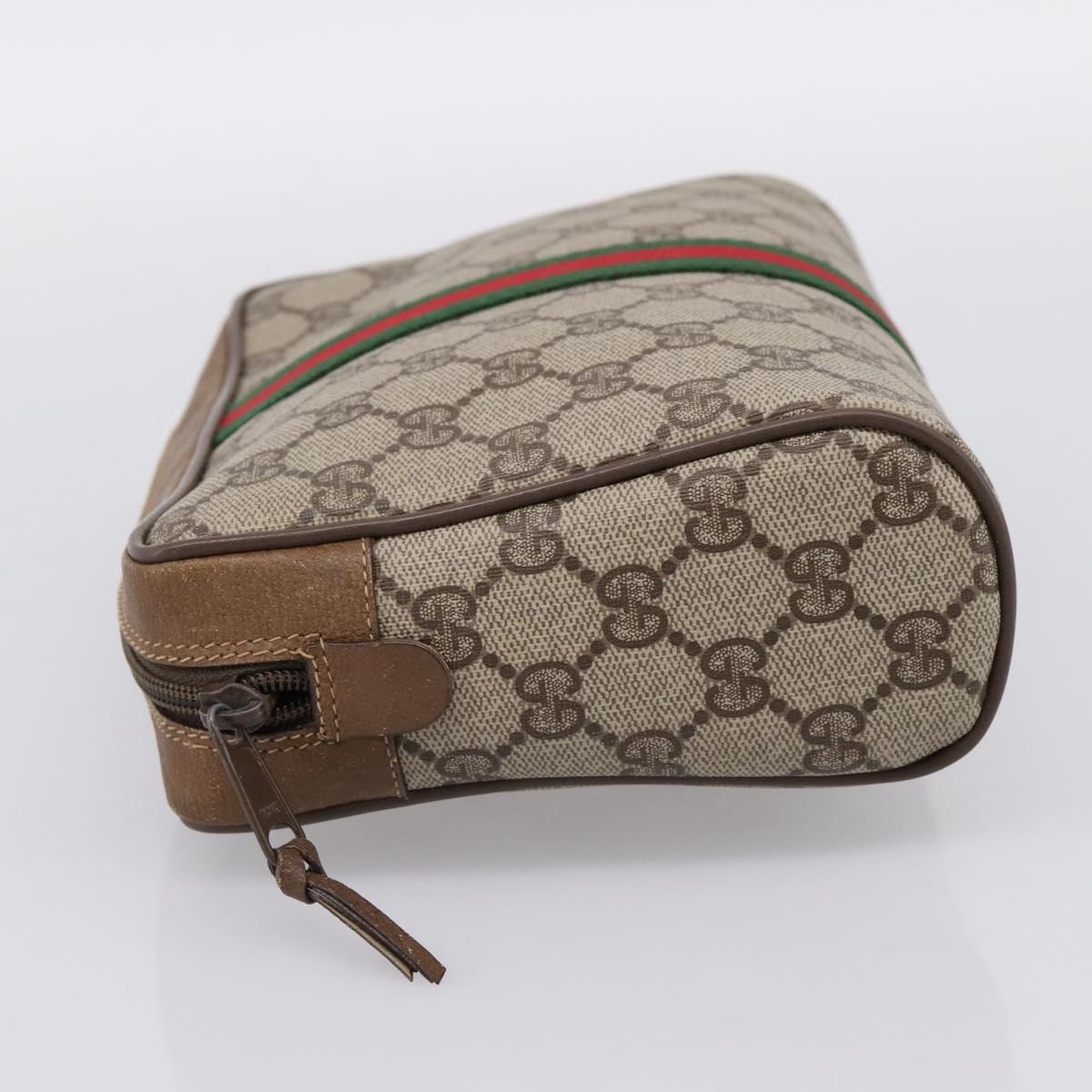 GUCCI GG Supreme Web Sherry Line Clutch Bag PVC Beige 89 01 012 Auth BA15298