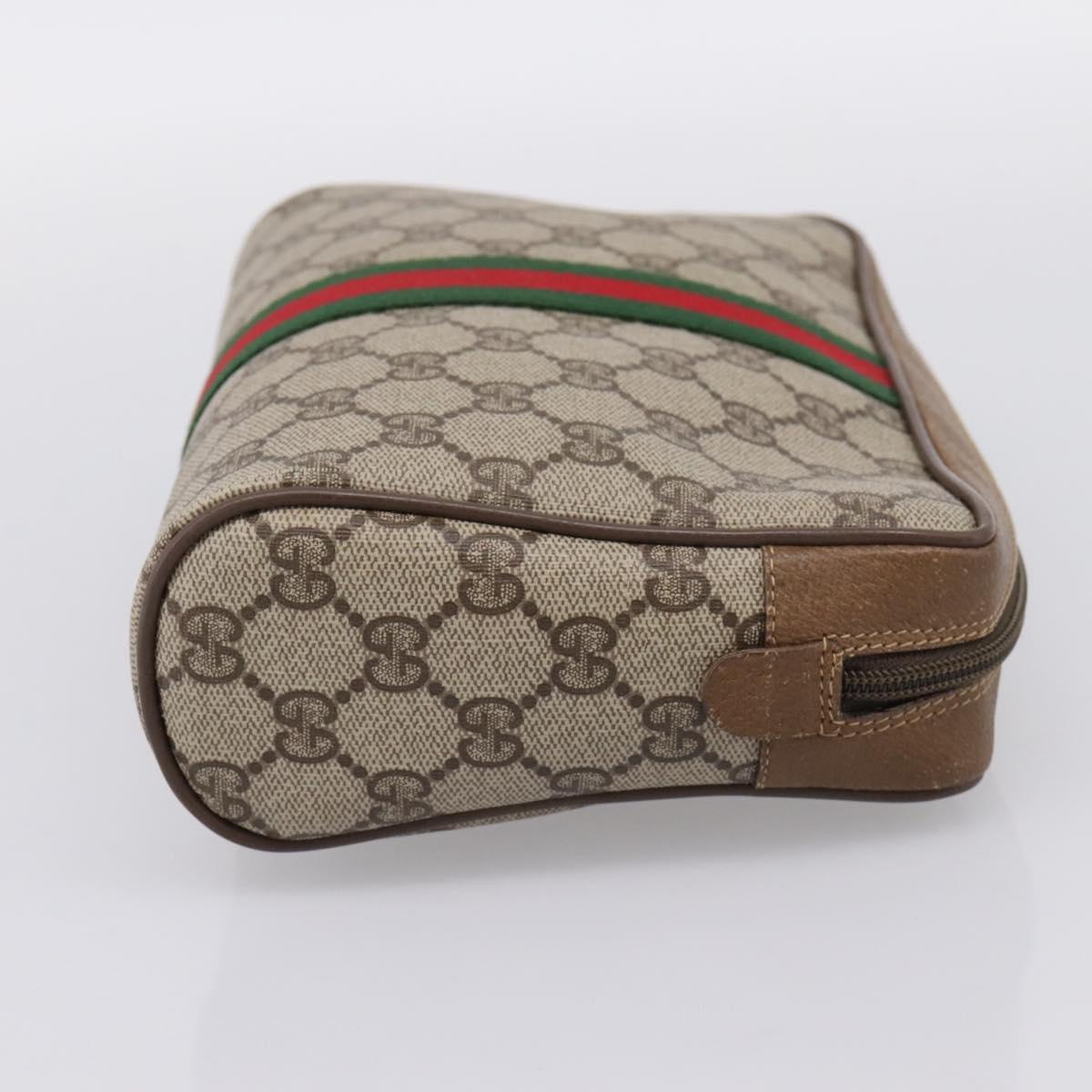 GUCCI GG Supreme Web Sherry Line Clutch Bag PVC Beige 89 01 012 Auth BA15298