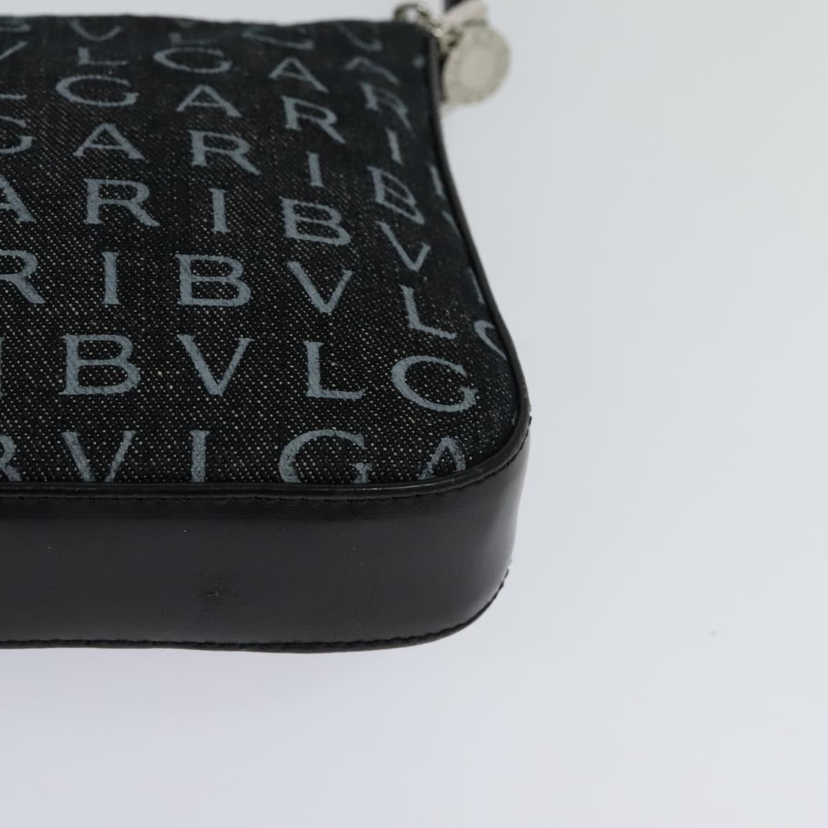 BVLGARI Logo mania Shoulder Bag Canvas Black Auth BA153