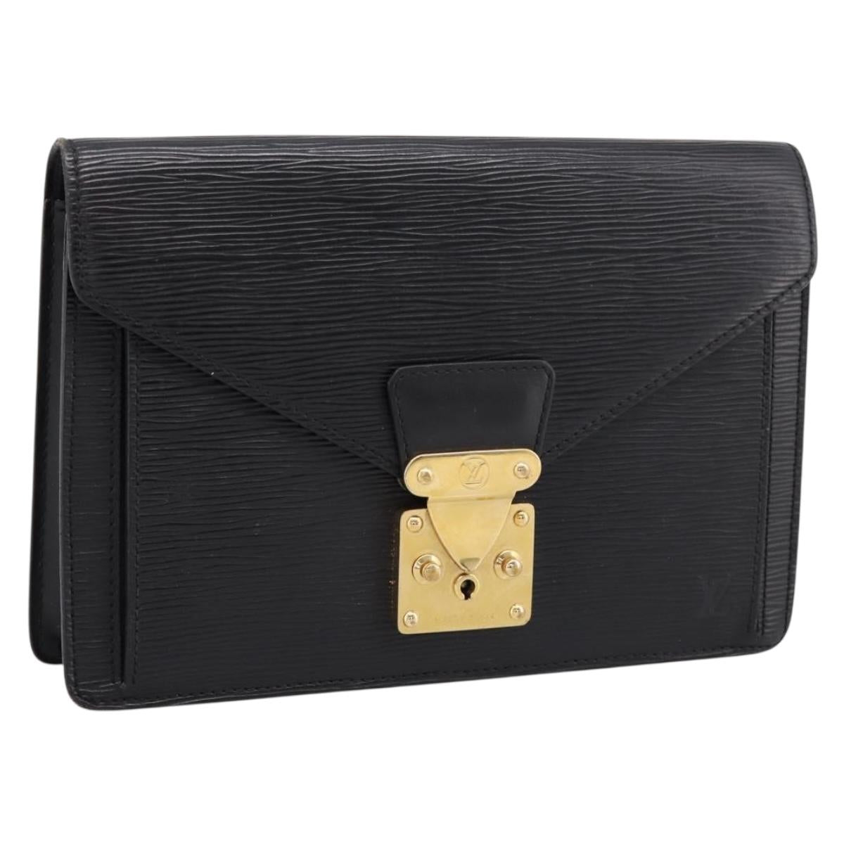 LOUIS VUITTON Epi Sellier Dragonne Clutch Bag Black M52612 LV Auth BA15301