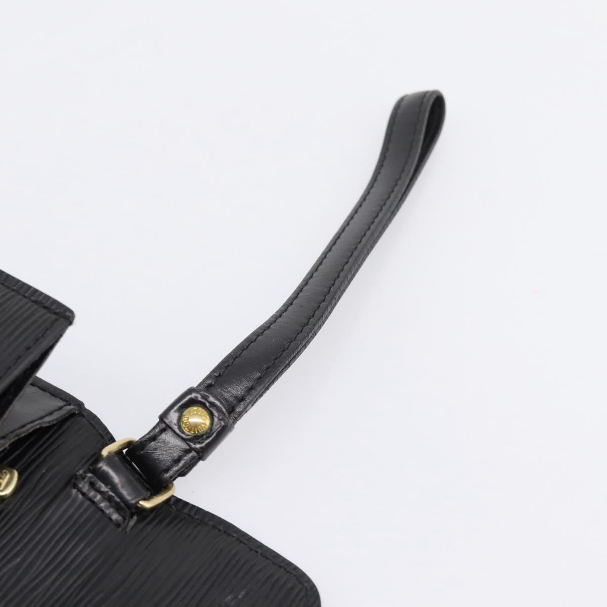 LOUIS VUITTON Epi Sellier Dragonne Clutch Bag Black M52612 LV Auth BA15301