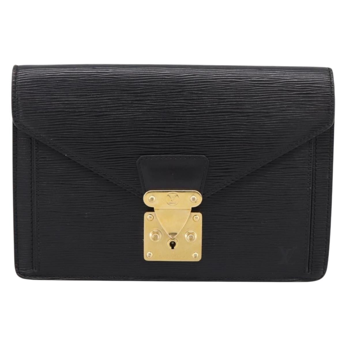 LOUIS VUITTON Epi Sellier Dragonne Clutch Bag Black M52612 LV Auth BA15301