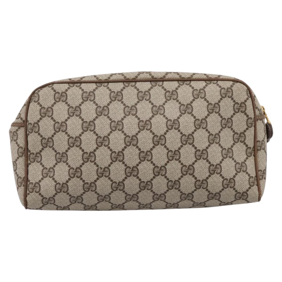 GUCCI GG Supreme Web Sherry Line Clutch Bag PVC Beige 014 904 0020 Auth BA15302