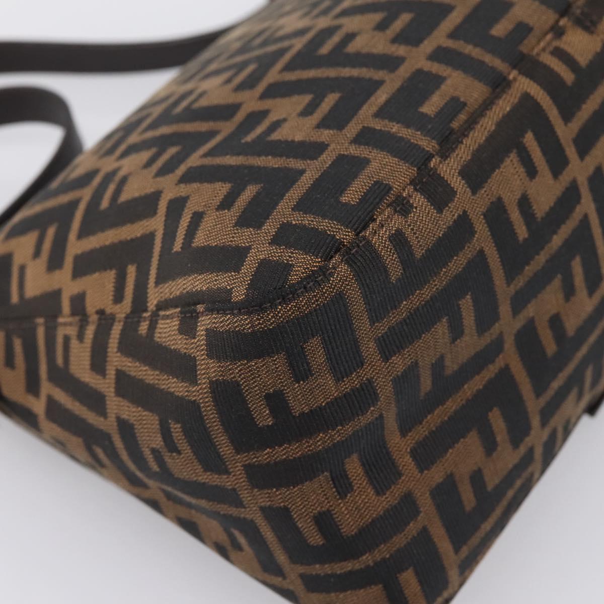 FENDI Zucca Canvas Mamma Baguette Shoulder Bag Brown Silver Auth BA15303V