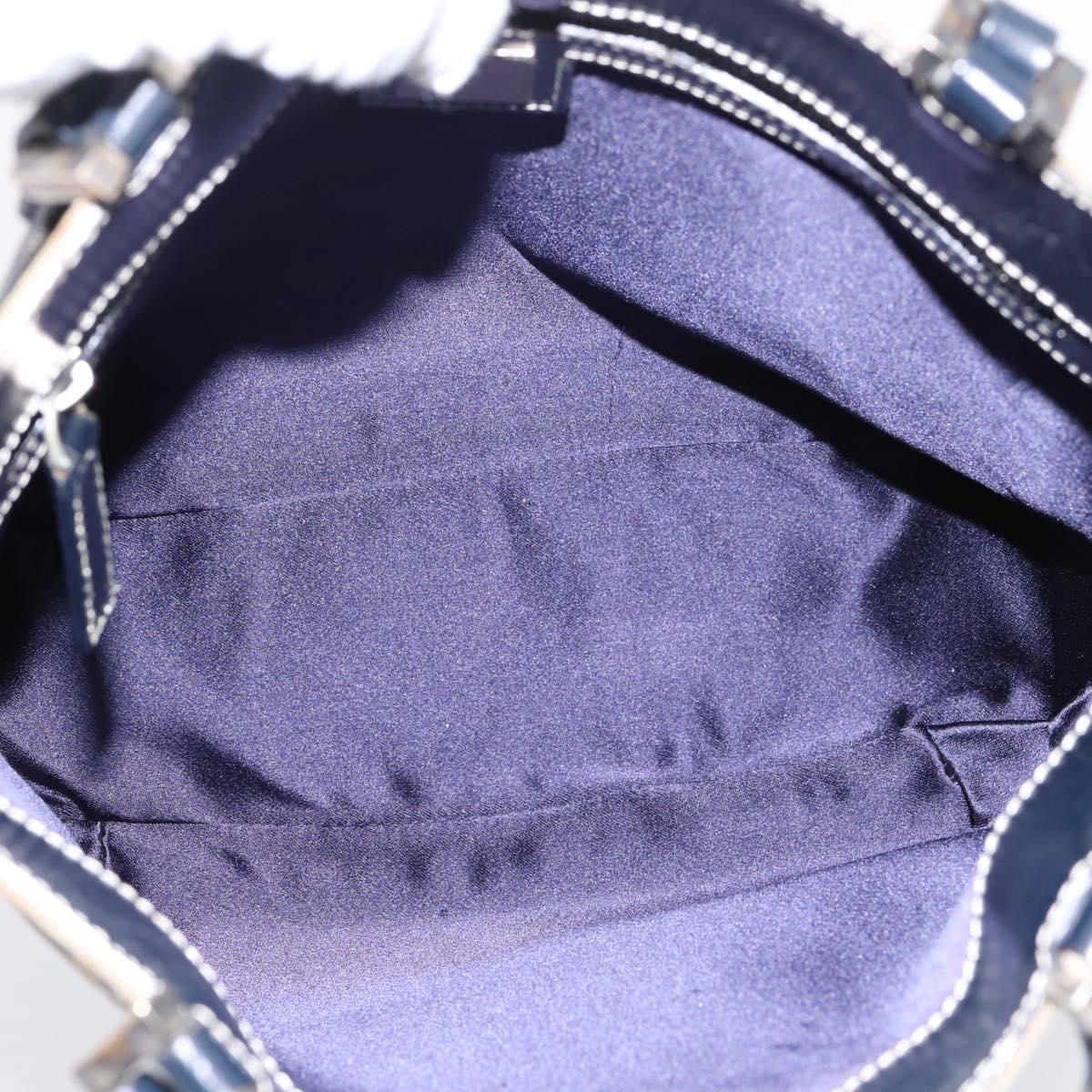 FENDI Zucchino Canvas Hand Bag Navy Silver Auth BA15304