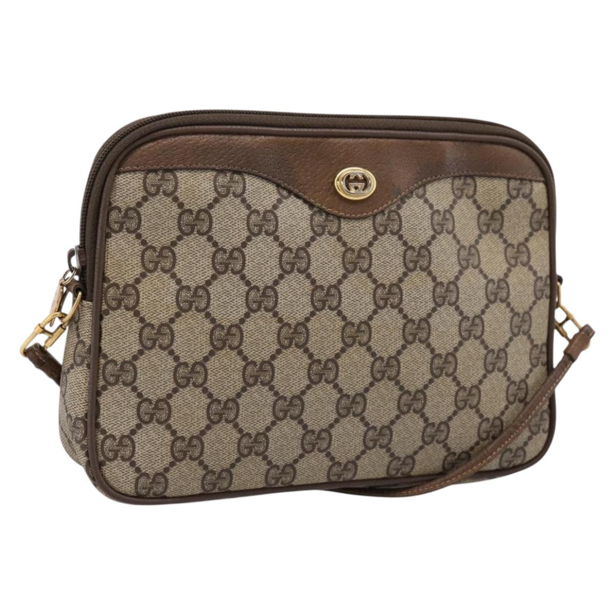 GUCCI GG Supreme Shoulder Bag PVC Leather Beige Gold Tone 89 02 068 Auth BA15307