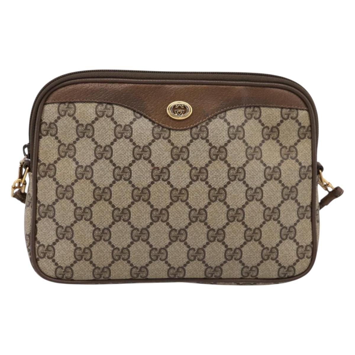 GUCCI GG Supreme Shoulder Bag PVC Leather Beige Gold Tone 89 02 068 Auth BA15307