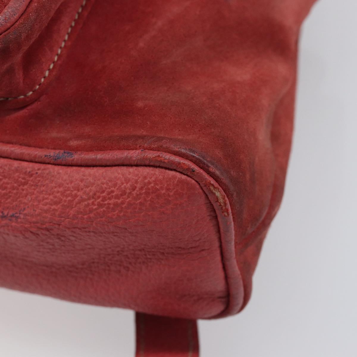 GUCCI Bamboo Backpack Suede Red Gold Tone 003 1705 0030 Auth BA15308