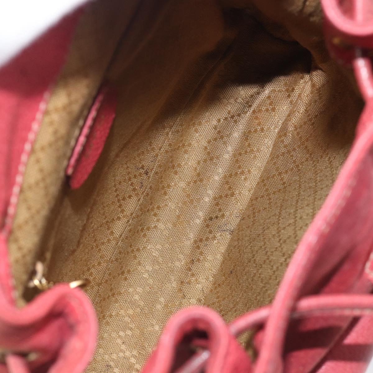 GUCCI Bamboo Backpack Suede Red Gold Tone 003 1705 0030 Auth BA15308