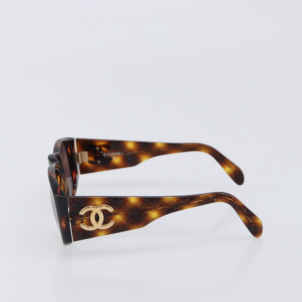 CHANEL Tortoise Pattern Sunglasses Plastic Brown Gold CC Auth BA15309