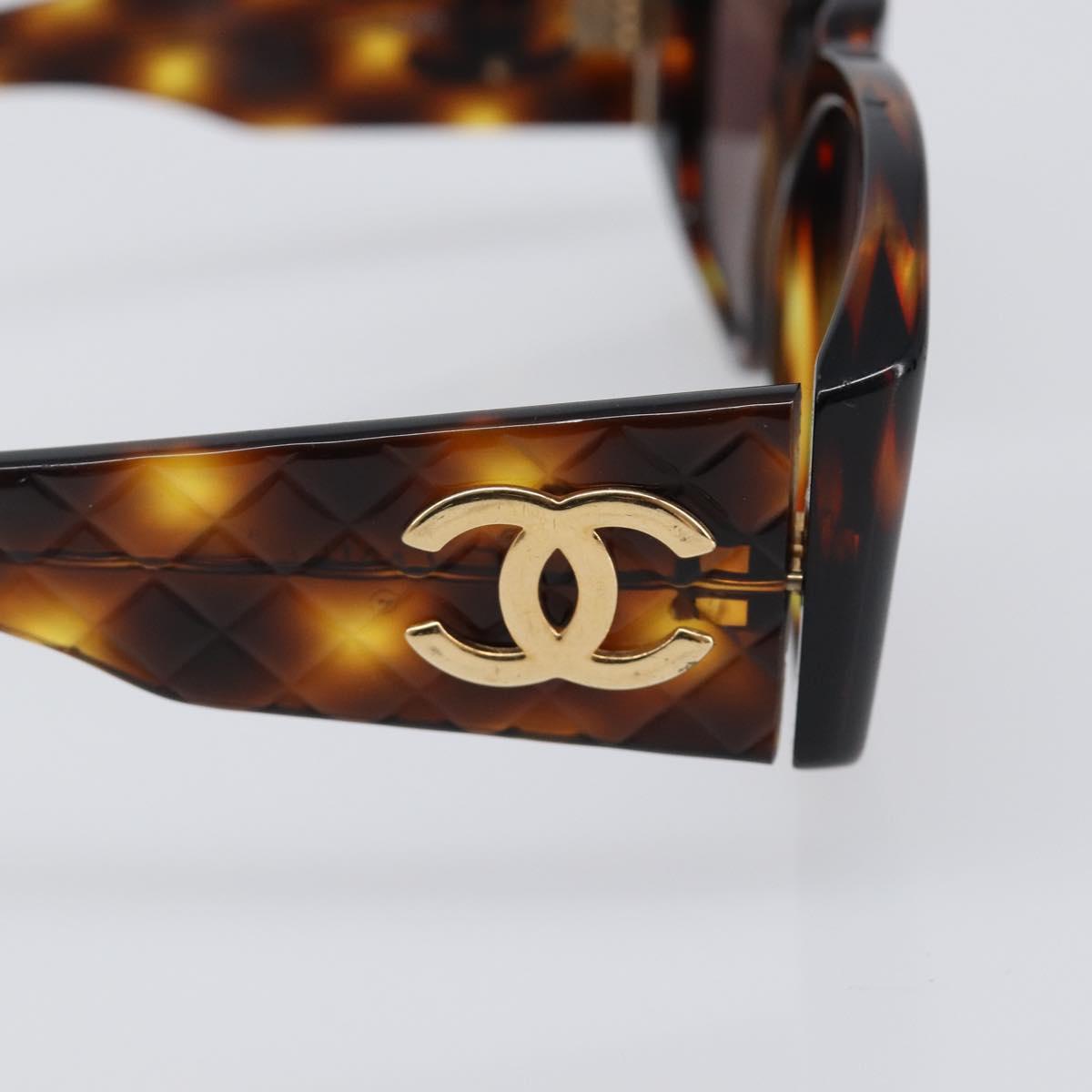 CHANEL Tortoise Pattern Sunglasses Plastic Brown Gold CC Auth BA15309