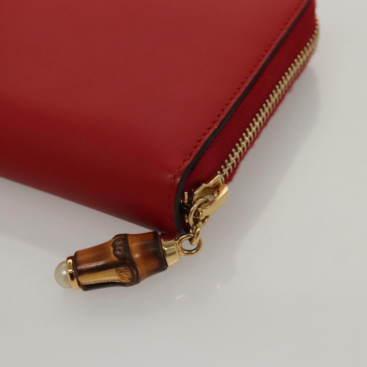 GUCCI Bamboo Long Wallet Leather Red 453158 Auth BA1531