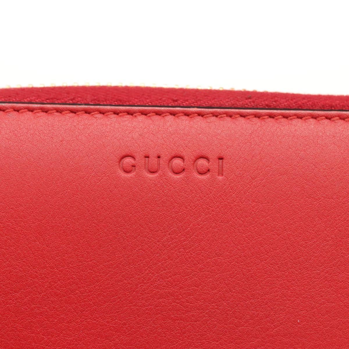 GUCCI Bamboo Long Wallet Leather Red 453158 Auth BA1531