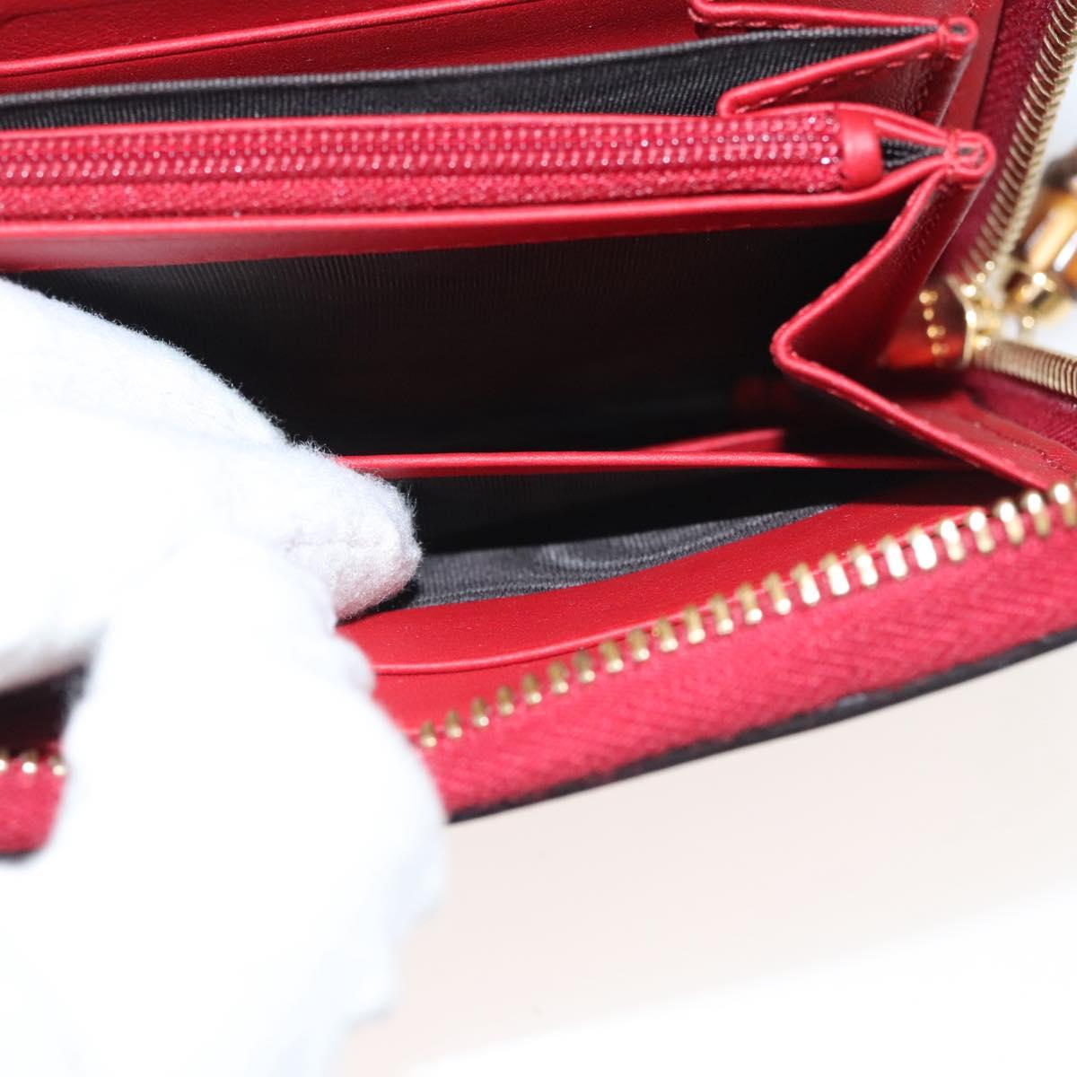 GUCCI Bamboo Long Wallet Leather Red 453158 Auth BA1531