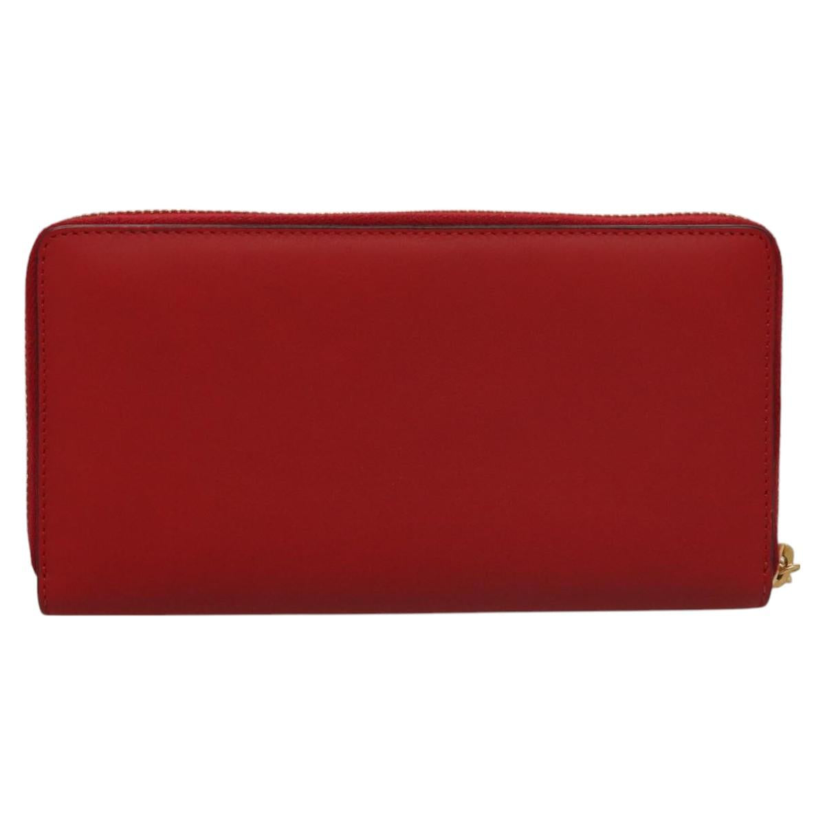 GUCCI Bamboo Long Wallet Leather Red 453158 Auth BA1531