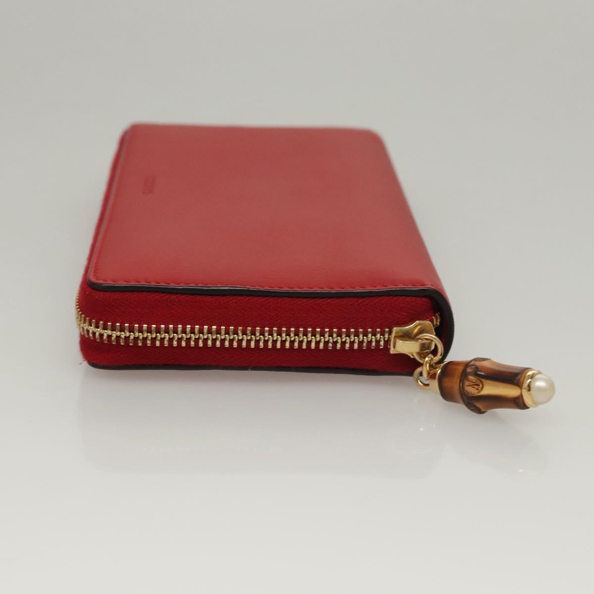 GUCCI Bamboo Long Wallet Leather Red 453158 Auth BA1531
