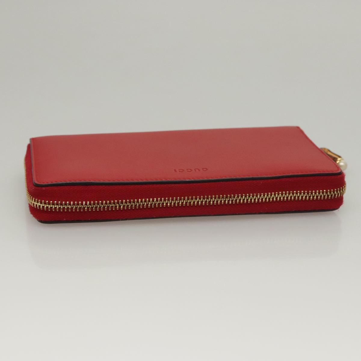 GUCCI Bamboo Long Wallet Leather Red 453158 Auth BA1531