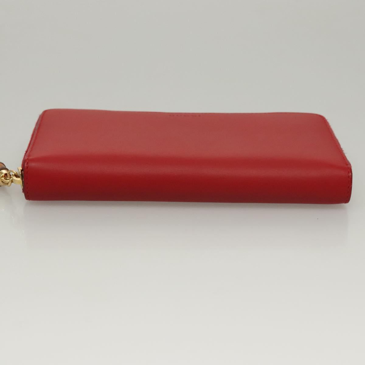GUCCI Bamboo Long Wallet Leather Red 453158 Auth BA1531