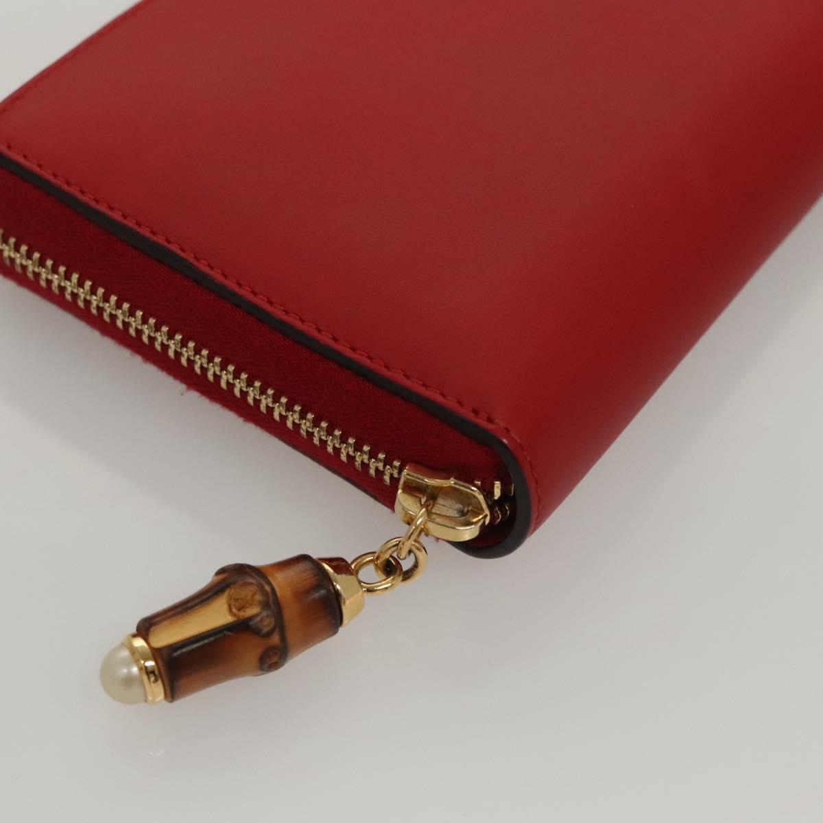 GUCCI Bamboo Long Wallet Leather Red 453158 Auth BA1531