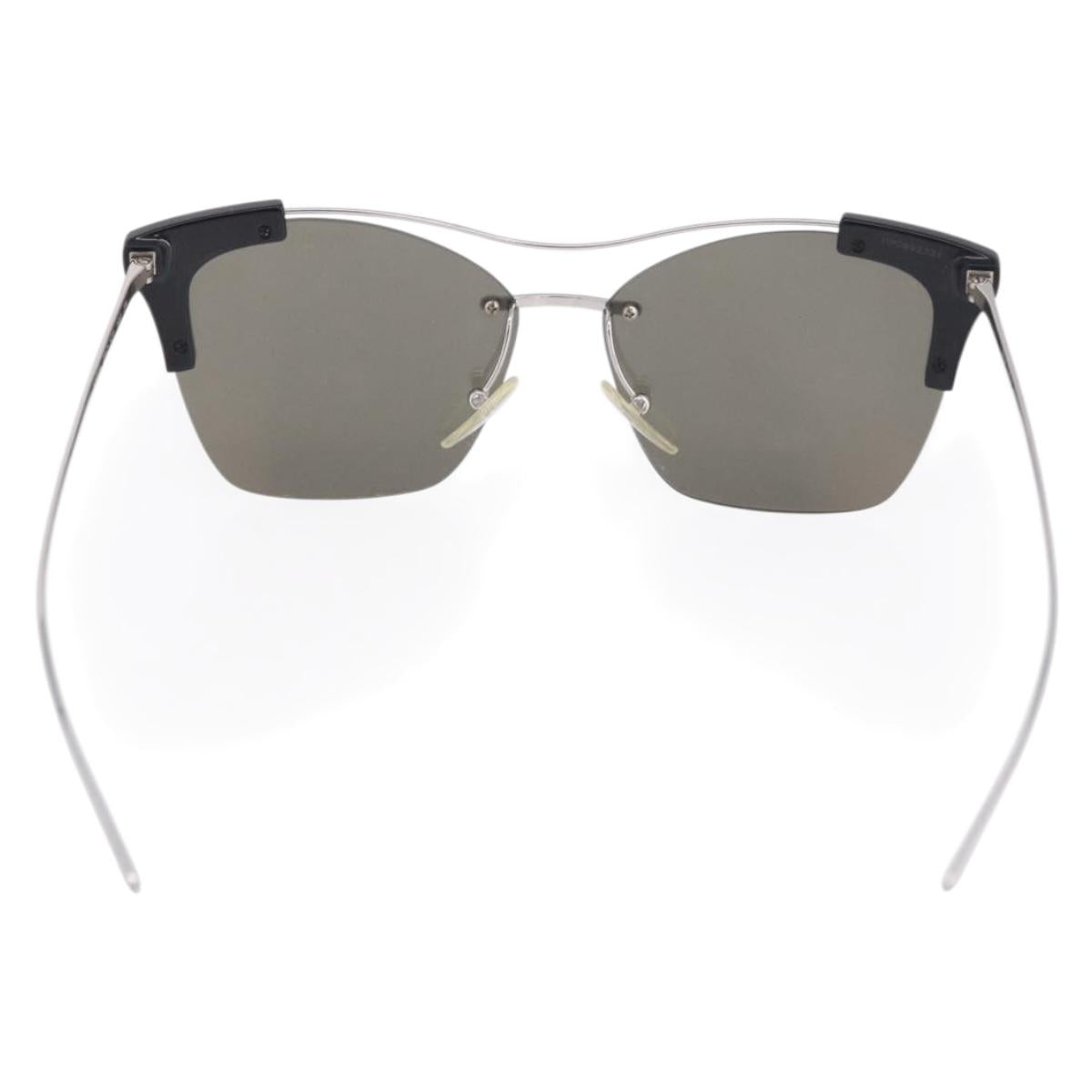 PRADA Sunglasses Metal Silver Black Auth BA15310