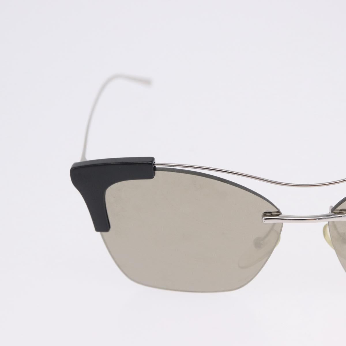 PRADA Sunglasses Metal Silver Black Auth BA15310