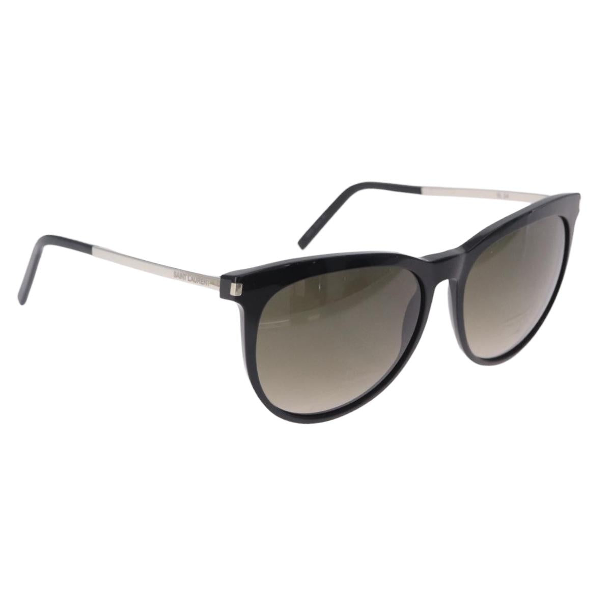 SAINT LAURENT Sunglasses Plastic Black Silver Auth BA15311