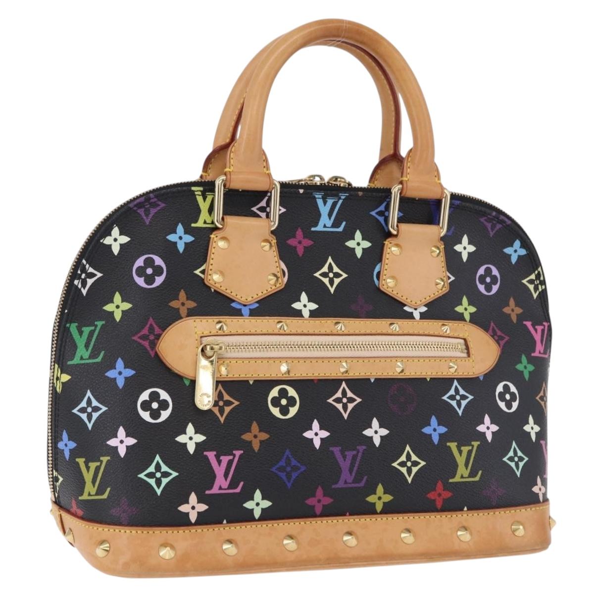 LOUIS VUITTON Monogram Multicolor Alma Hand Bag Black M92646 LV Auth BA15314V