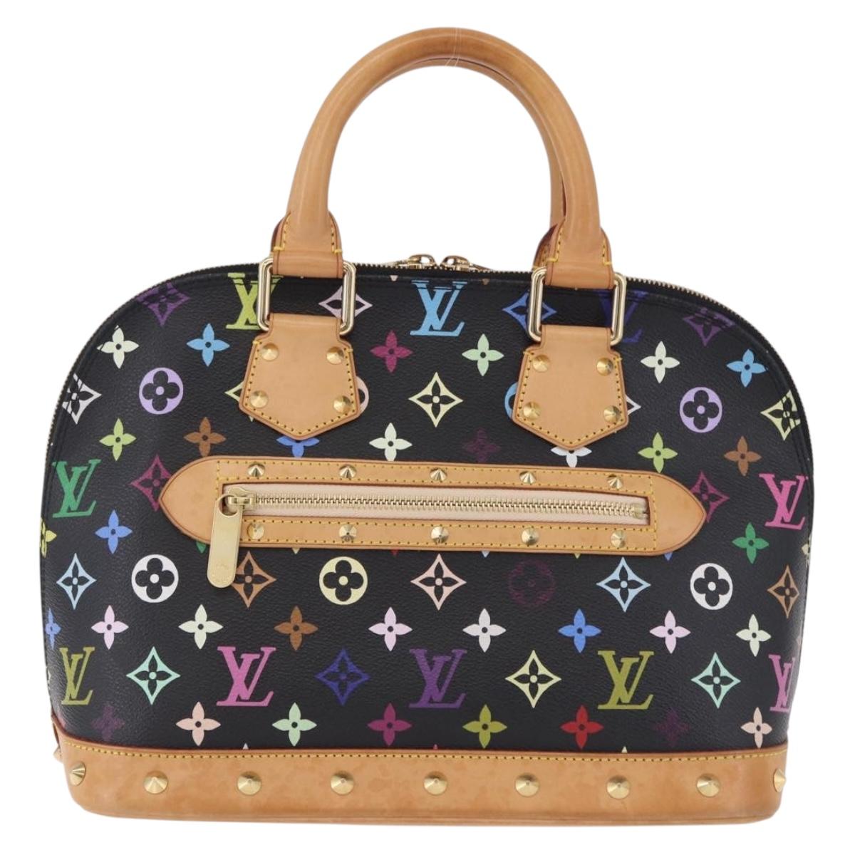LOUIS VUITTON Monogram Multicolor Alma Hand Bag Black M92646 LV Auth BA15314V